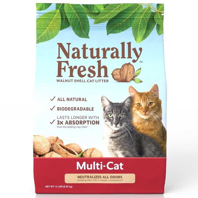 Eco-Friendly Multi-Cat Litter Unscented Clumping Dust Free 14 lb Walnut Shells