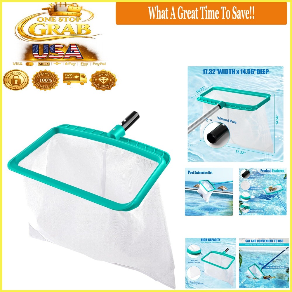Pool Skier Net Without Pole, Large Capacity Pool Debris Removal Net
