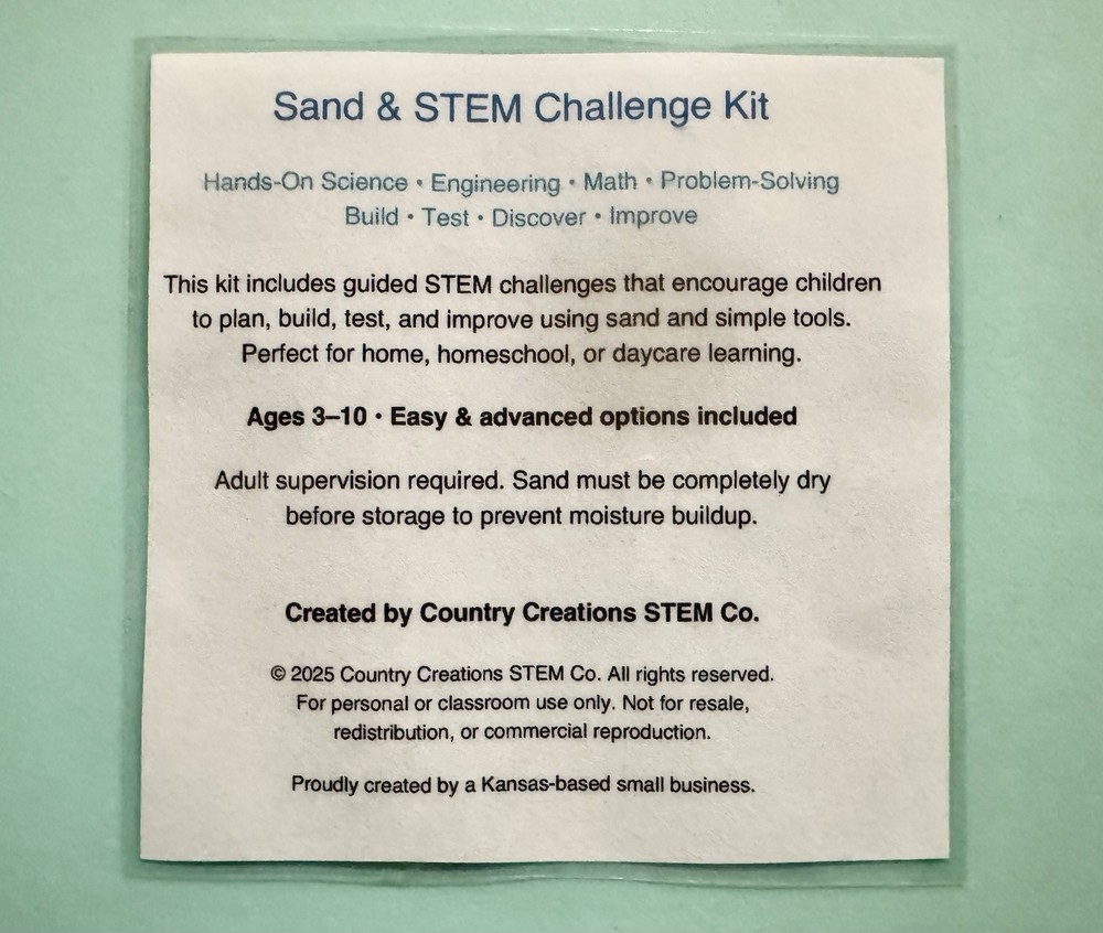 Sand & STEM Challenge Kit Kids Science Engineering Activity Ages 3–10