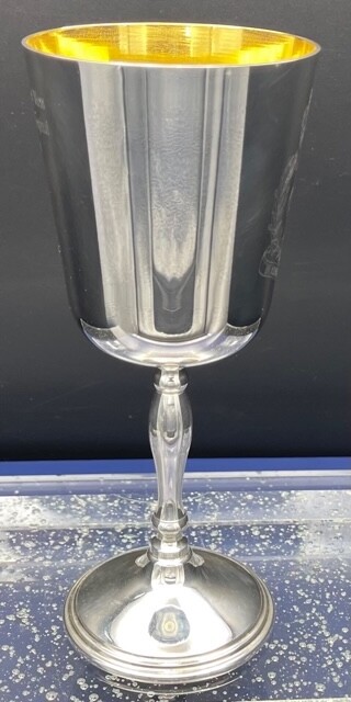 large silver plated burgundy goblet, with gilded interior: Crescent Silver, B'hm