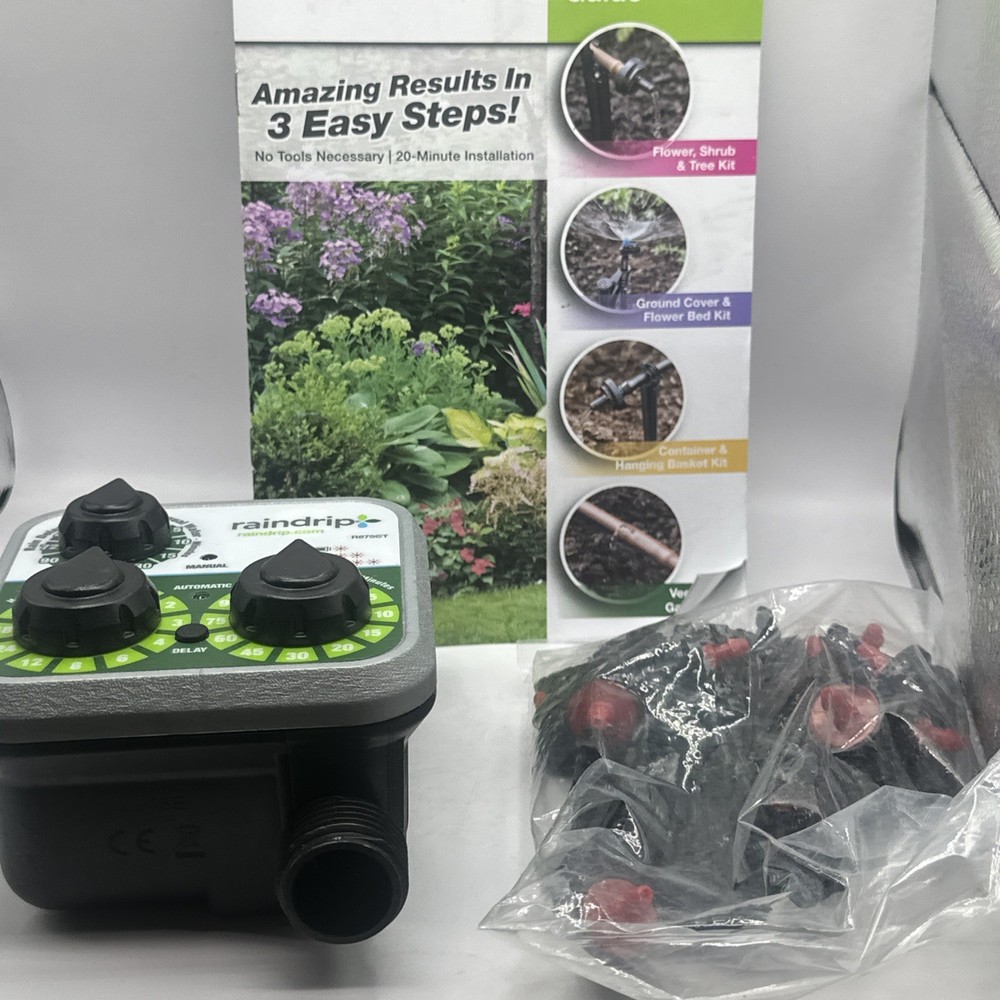 Raindrip Automatic Drip Irrigation Watering Kit with Customizable Timer