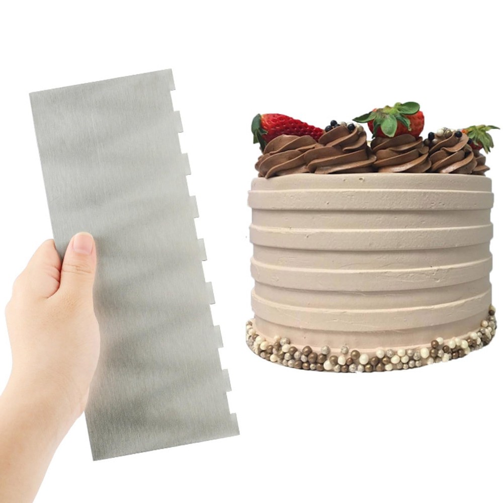 9 Inch Stainless Steel Cake Scraper Cake Decorating Tools Sided Patterned Edg...