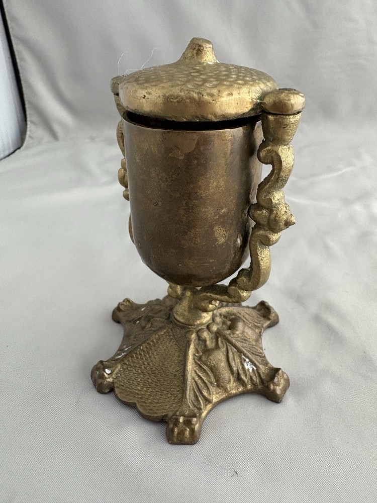 PATENTED 1862 BRASS FIGURAL ACORN TILTING MATCH HOLDER A9