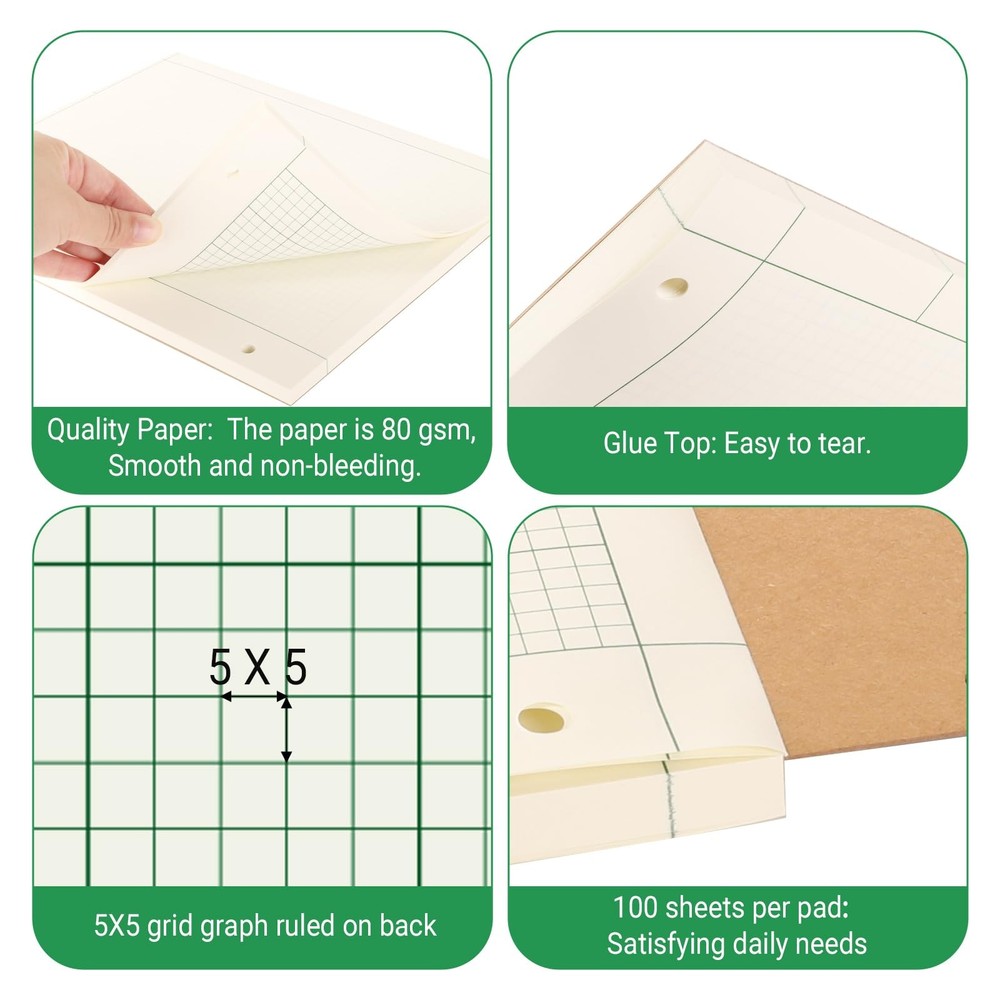 suituts 6 Pads Engineering Paper Notebook, Engineering Computation Pad, 8.5X1...