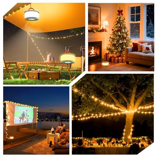Camping String Lights, Rechargeable Tent Lights String with 6 Lighting Modes,