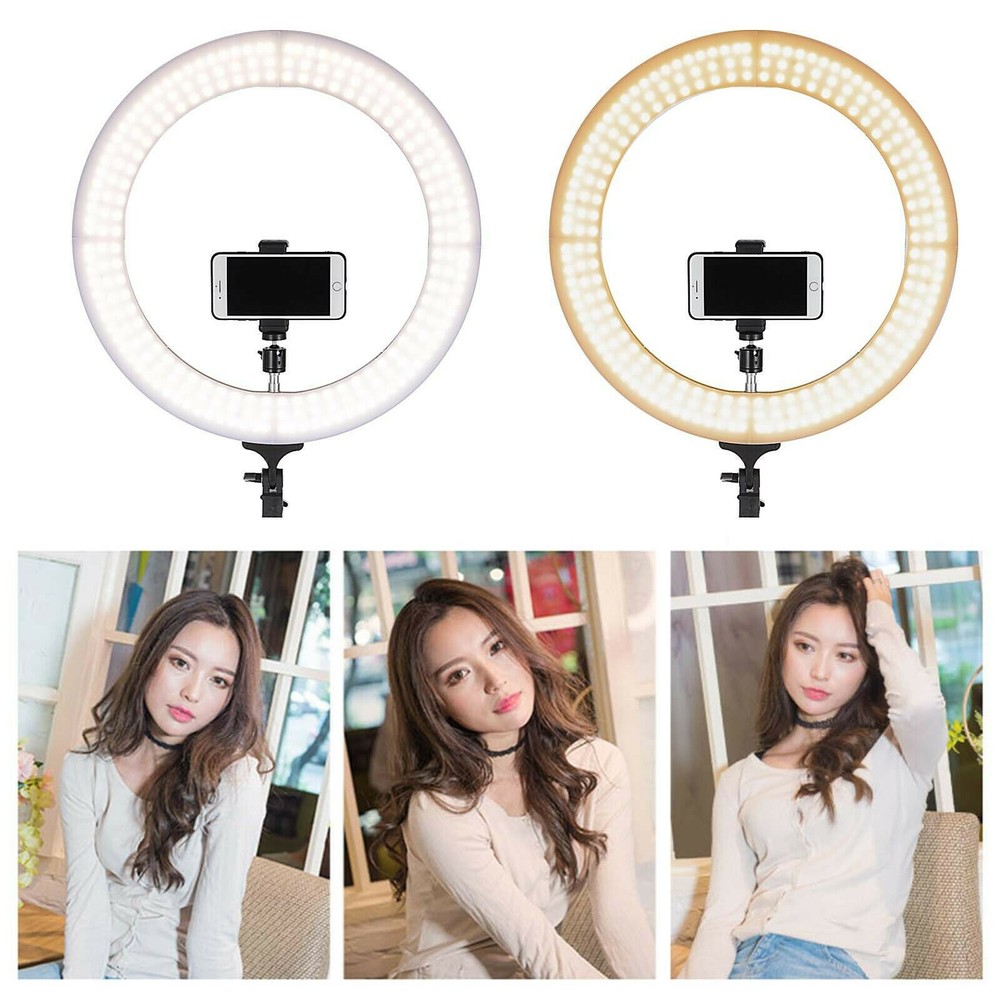 18" LED Ring Light Kit with Stand Dimmable 6500K For Makeup Phone Camera Youtube