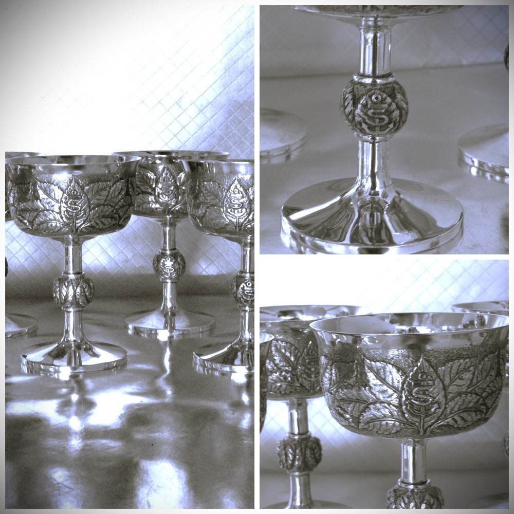 Oscar Caplan Sterling Silver Wine Goblets Specially Designed Rare