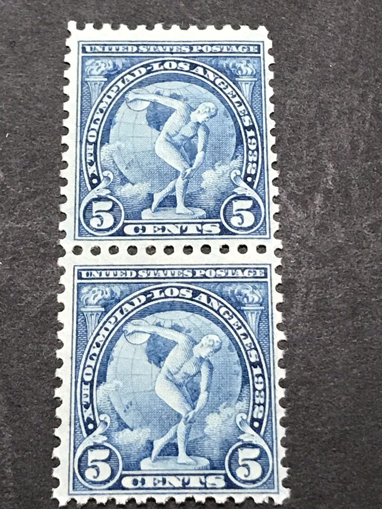 Scott # 719 Olympiad 5 cent Blue MNH Line Pair