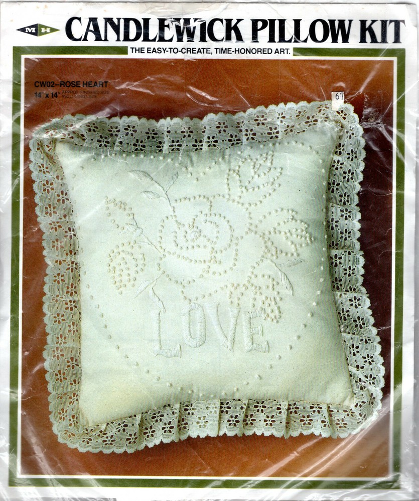 "Rose Heart" ©1983 M-H Candlewick Pillow Kit # CW02 Open Package Project Started
