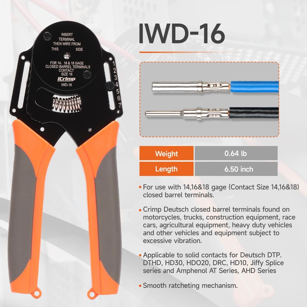 Closed Barrel Crimper 4 Way Indent,8 Impression Type for Deutsch Solid Contacts.