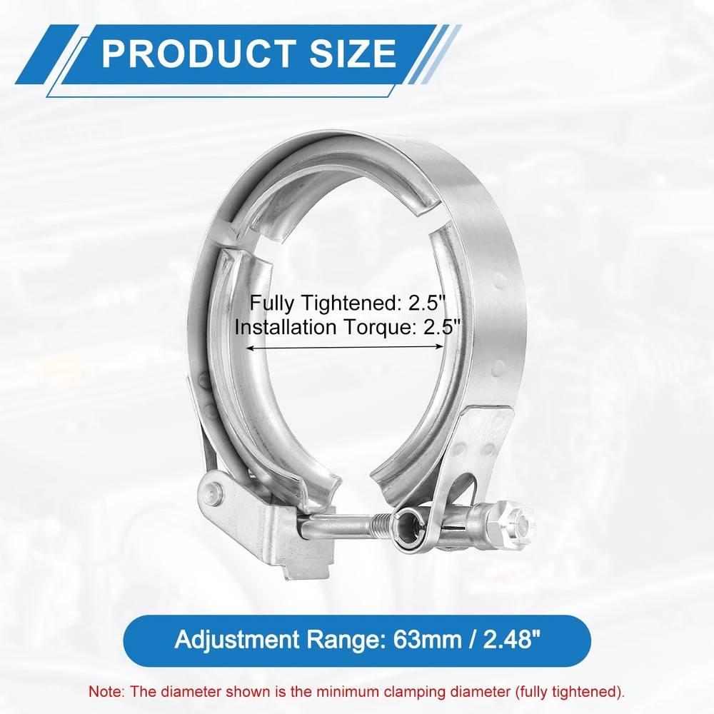 2.5" Quick Release V Band Clamp Adjustment Range 63mm / 2.48inch