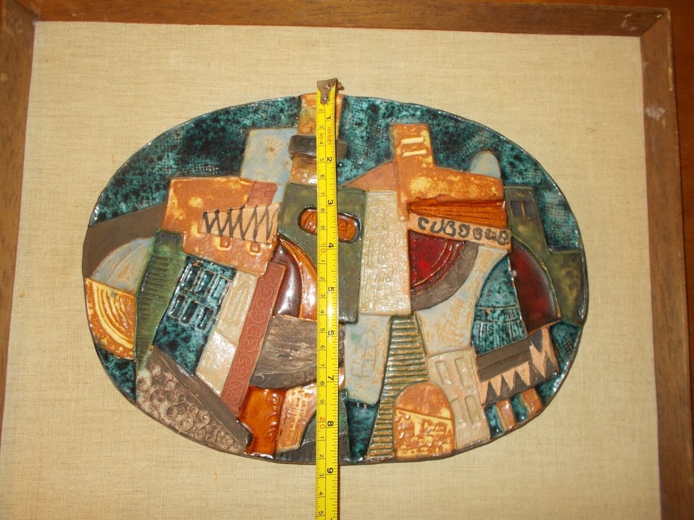 VTG Ruth Factor Handmade Glazed 12" X 9" Ceramic Oval Tile
