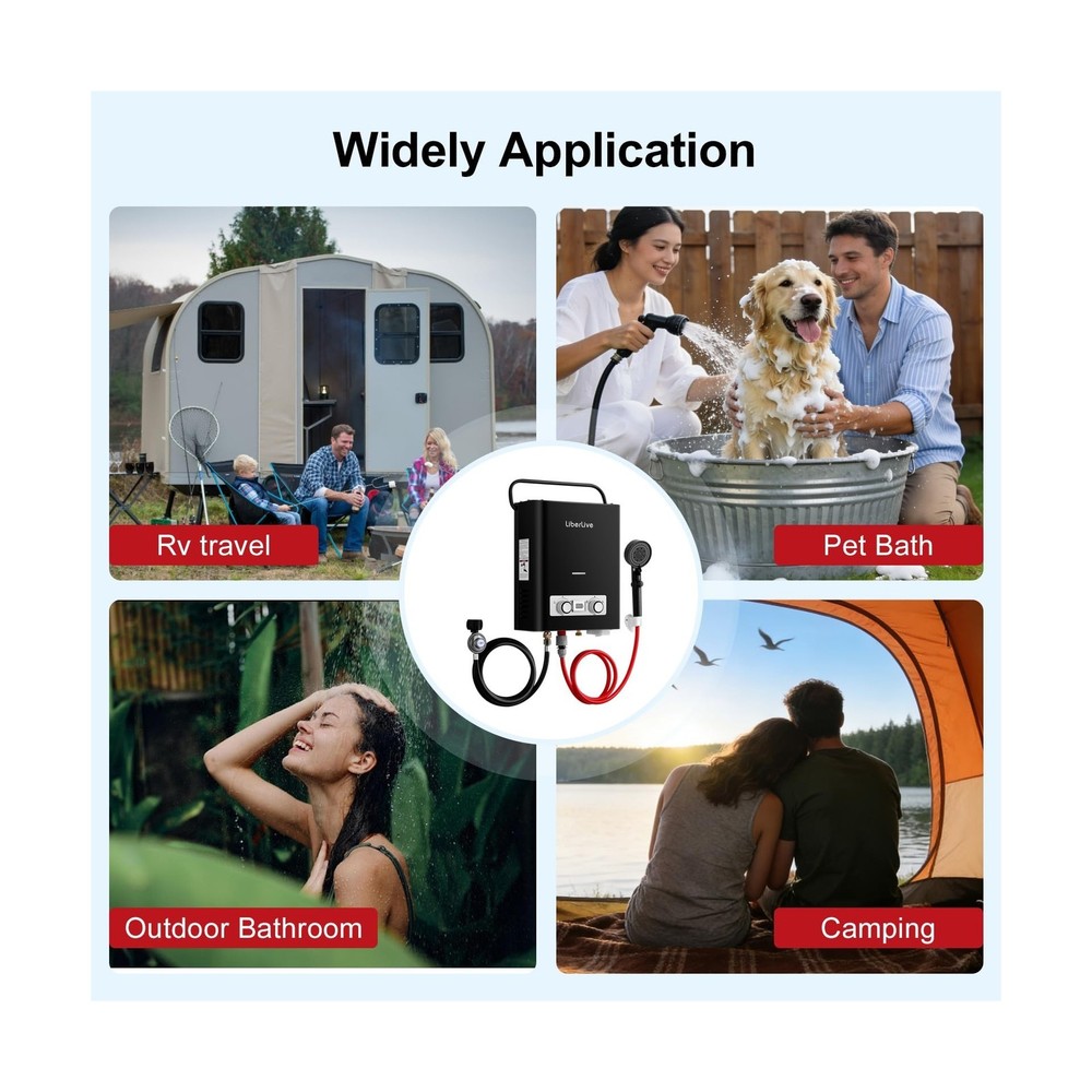 Propane Tankless Water Heater, 5L 1.32 GPM Outdoor Portable Gas Instant Hot W...