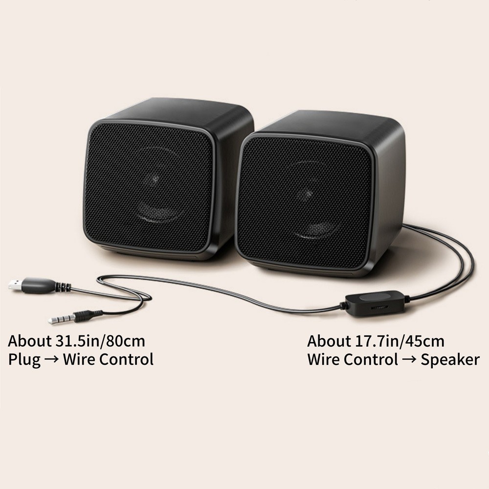 For Desktop PC 1 Pair Small Computer Speakers USB Powered with 3.5mm Audio
