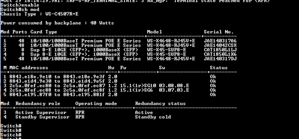 Cisco WS-X45-SUP8-E 4500 E-Series Supervisor Engine TESTED firmware 152-7.E11