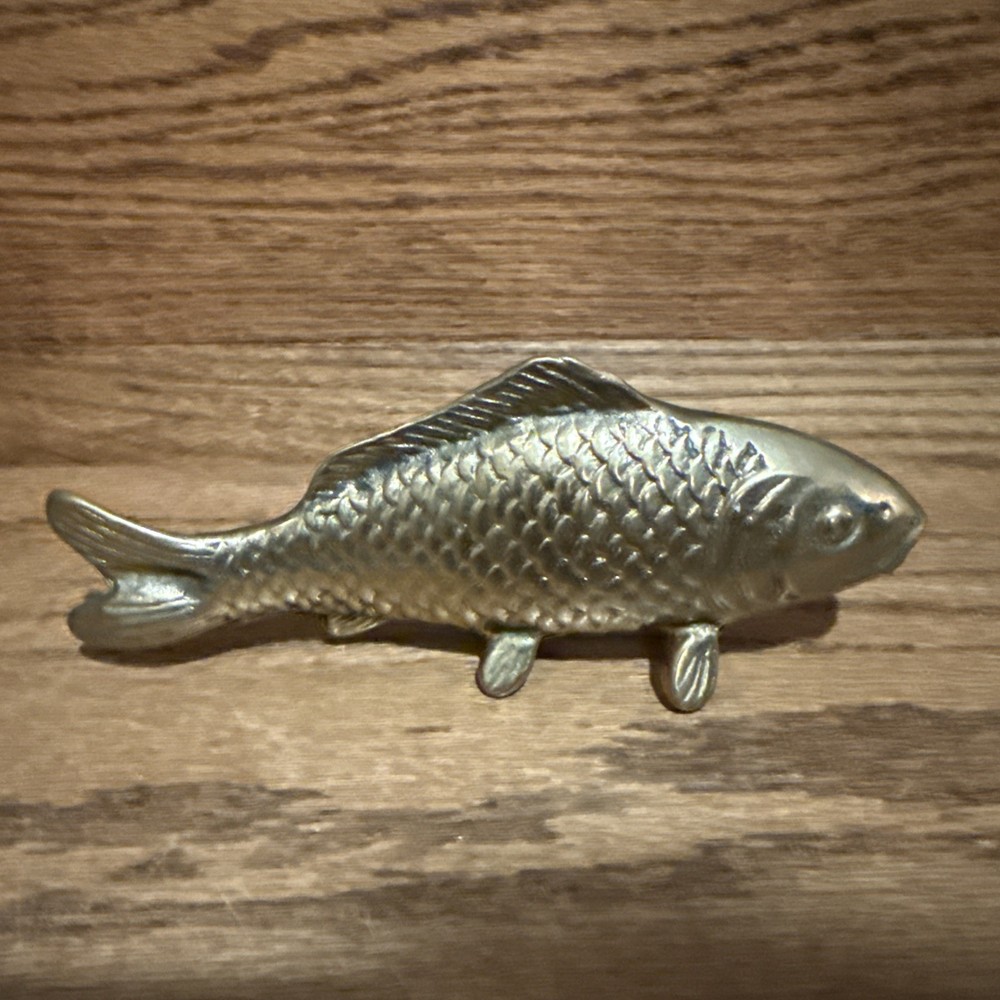 Vtg Solid Brass Koi Fish Sculpture Desk Statue Figurine 6"