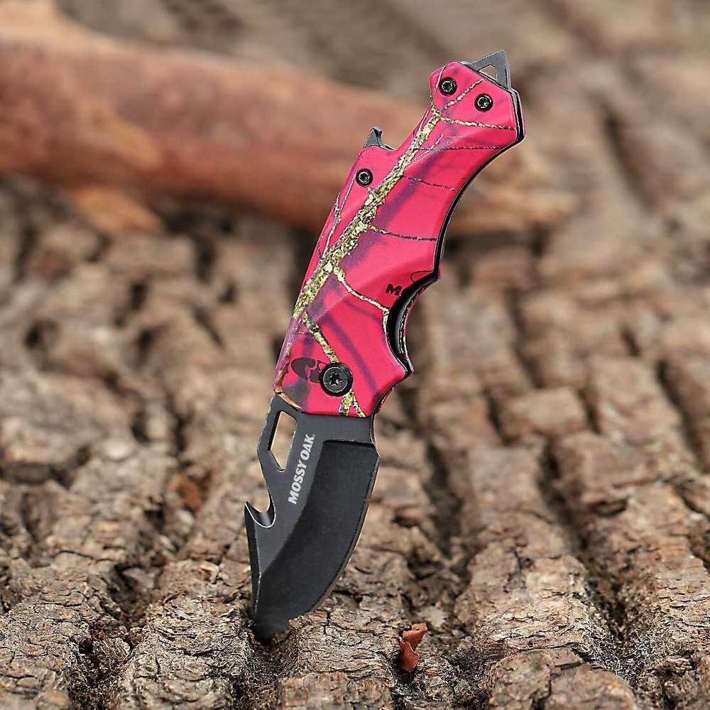Mossy Oak Mini Folding Pocket Knife Multitool Drop Point Blade EDC Bottle Opener