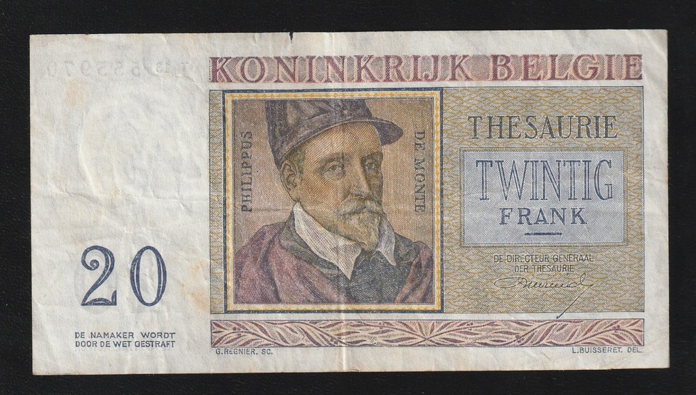 Belgium, 20 Francs, 1950, P-132, Banknote