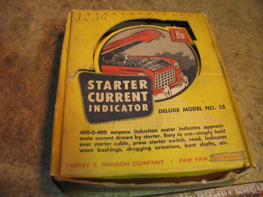 Vintage Harvey Hanson Model No 15 Starter Current Indicator Amp Gauge