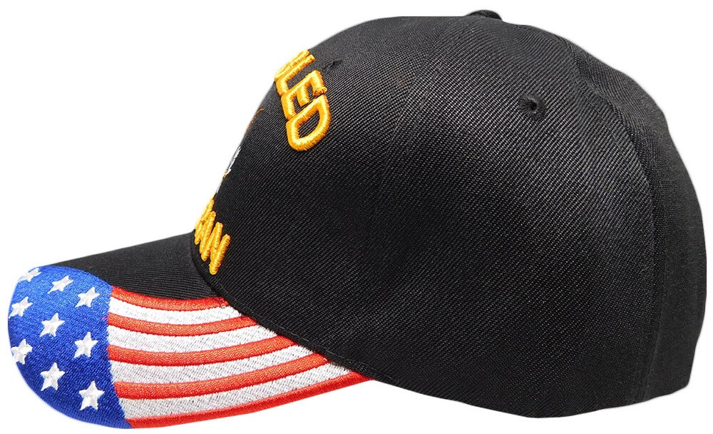 DISABLED VETERAN Cap/Hat with Eagle & Flag, Black Military Hat LICENSED