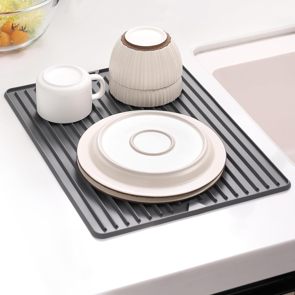 Dish Drying Mat, Flexible Silicone Drying Mat for Kitchen Counter, Heat