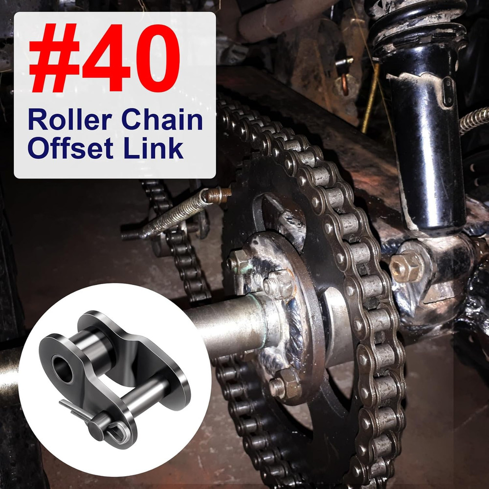 #40 8 PCS Roller Chain Offset Half Link, Carbon Steel Half Link Crank Link for 0
