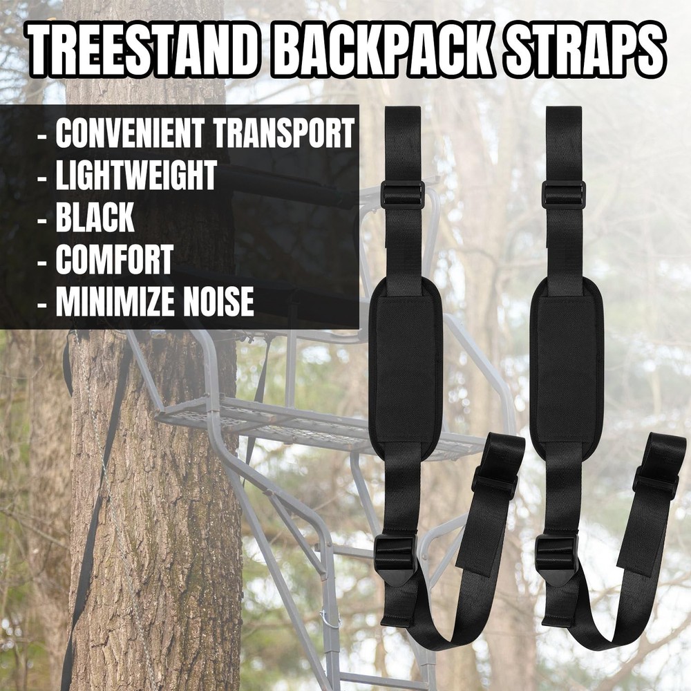 4 Pcs Tree Stand Backpack Straps Carrying Shoulder Strap Treestand black