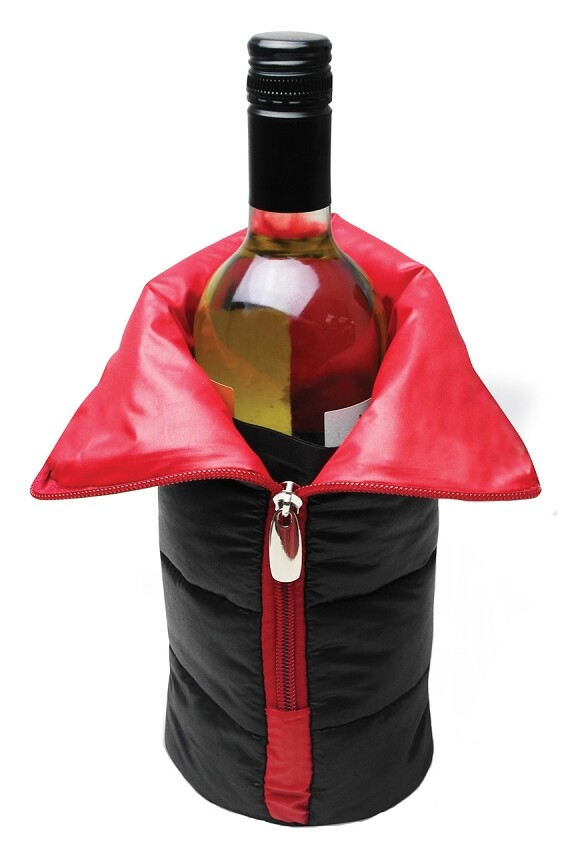 Zip Front Wine Bottle Travel Bag | BLACK/RED