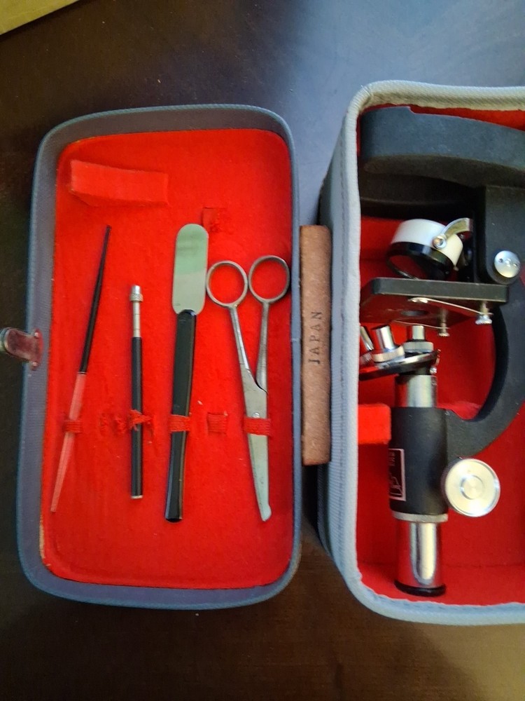 Vintage Sans & Streiffe Vintage Microscope in Original Case With Tools!