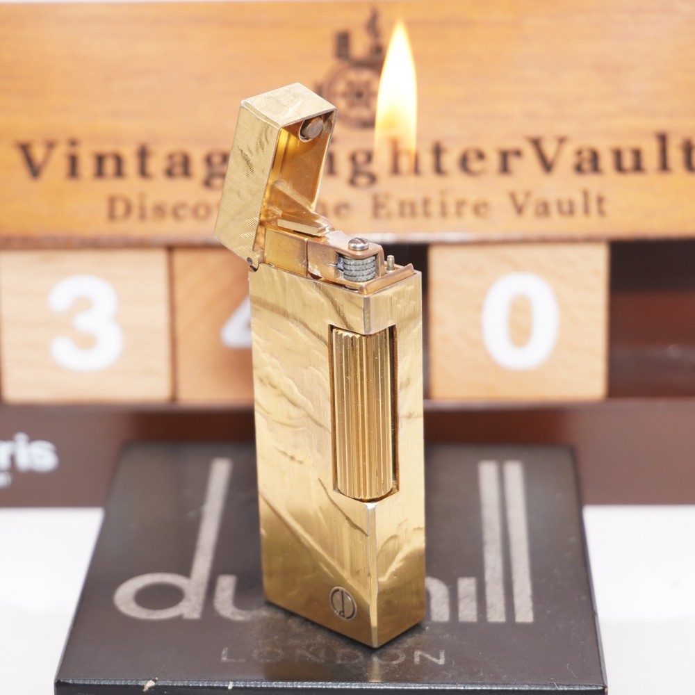 Dunhill Lighter Gold plate Silk Moire Pattern _Ultrasonically Cleaned_Working