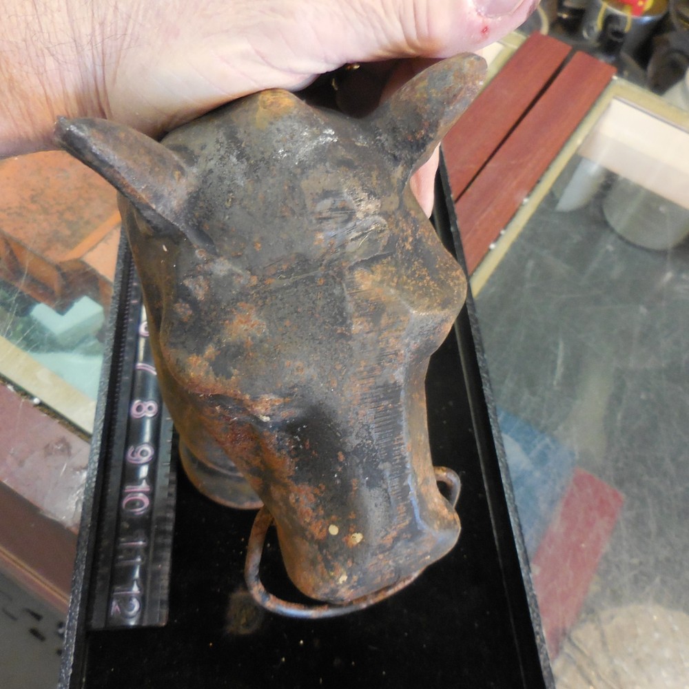 Vintage Cast Iron Horse Head Hitching Post Top With Ring