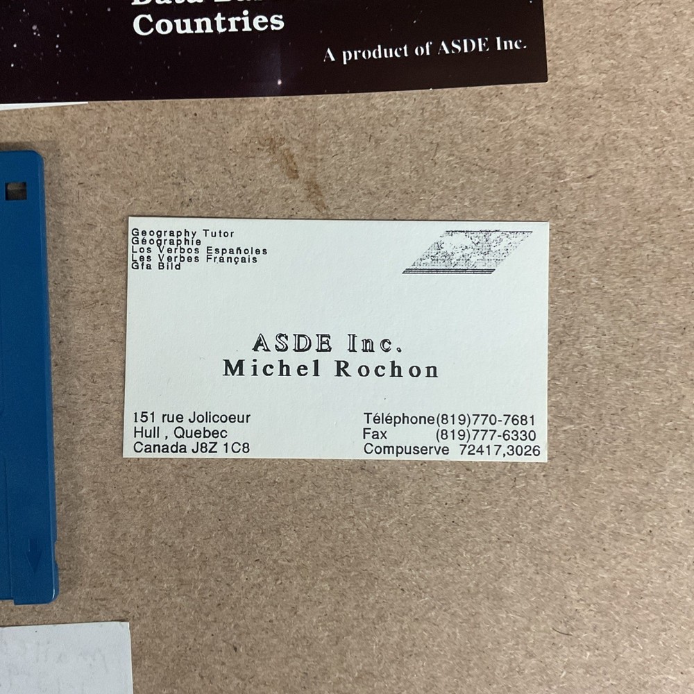 Geography Tutor Sony Micro Floppy Disk MFD-1DD Version 2.7 - No Box