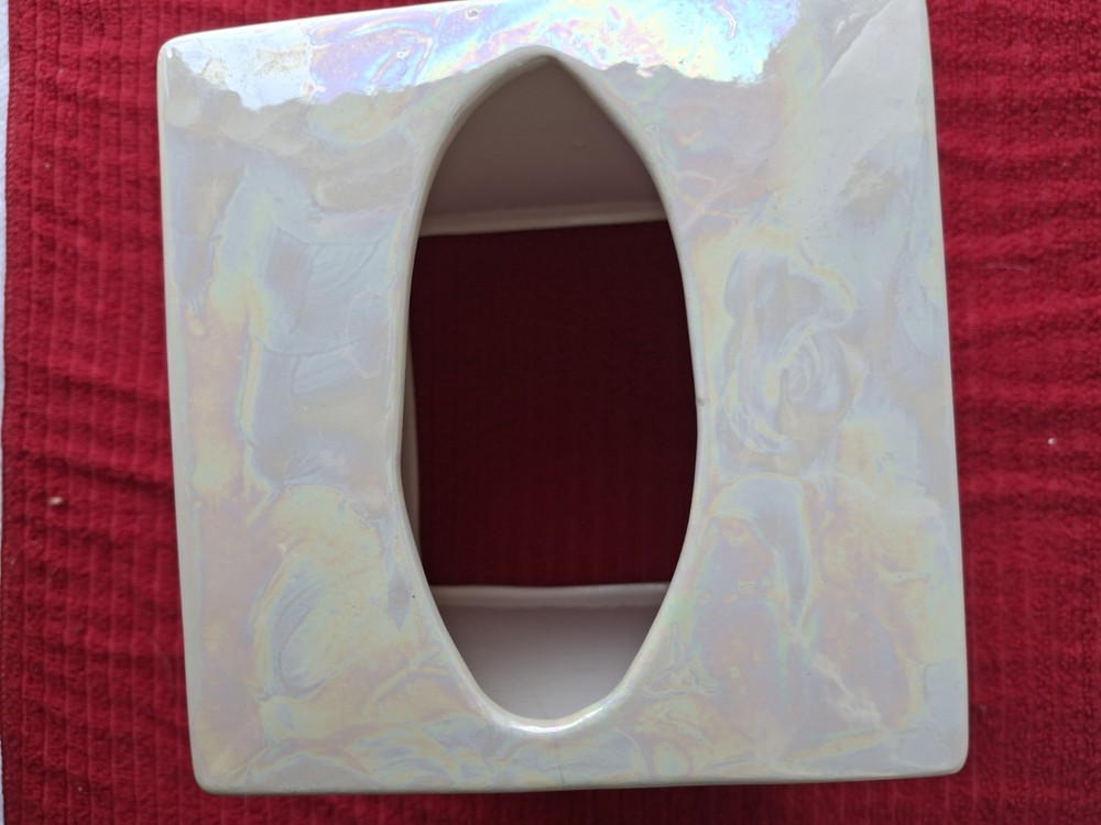 Tissue Box Cover Irridescent Ceramic Floral Design 6×5