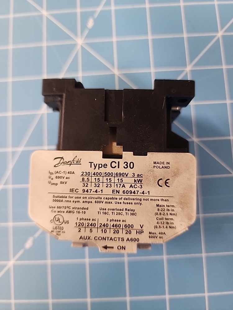 Danfoss IEC 947-4-1 Type CI 30 Contactor 220 V coil