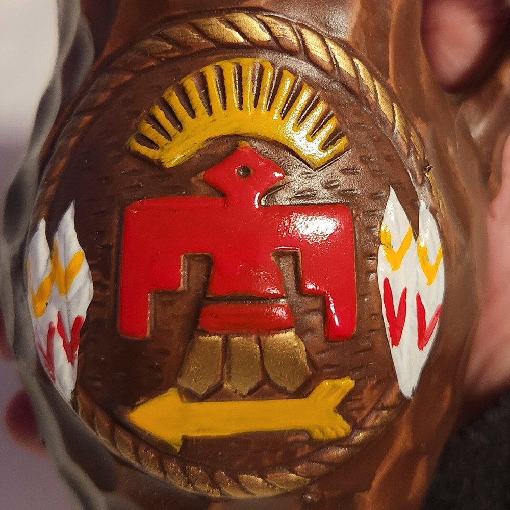 Ceramic Brown Painted Creamer Indiginous Thunderbird Crest JAPAN