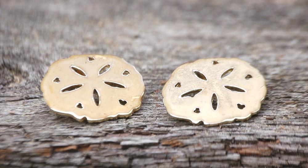Enamel Sand Dollar Earrings Pierced Vintage