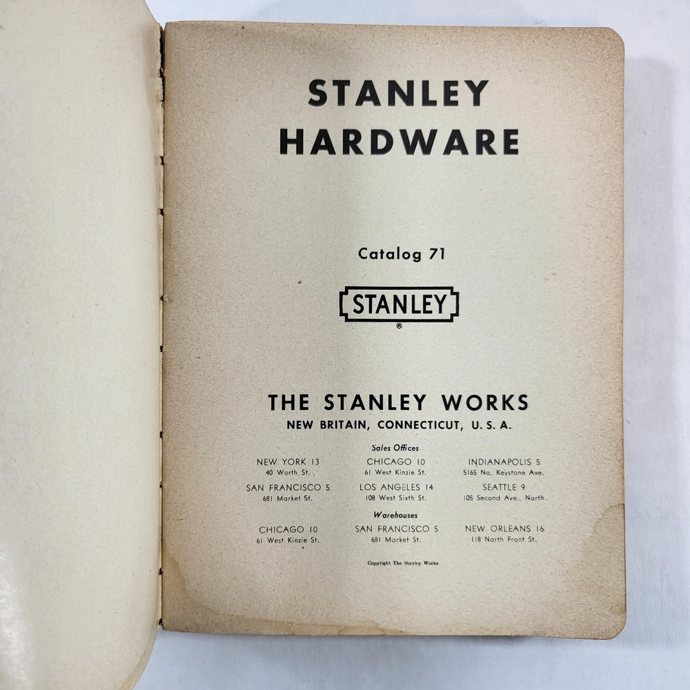 1950's Stanley Hardware Catalog No 71