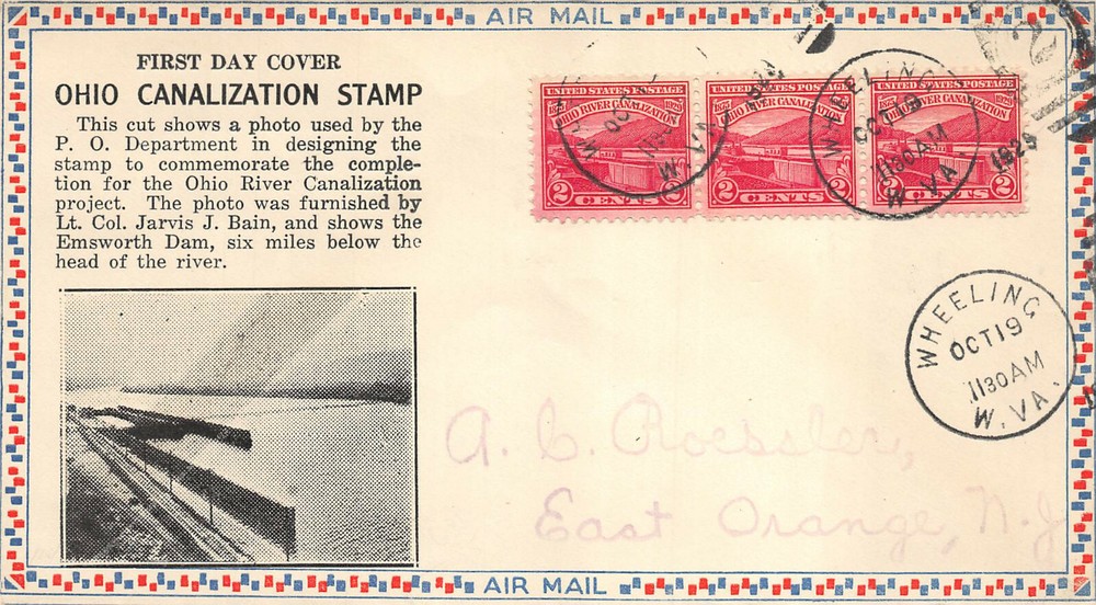 681 2c Ohio River, A.C. Roessler cachet, Wheeling, W.VA cancel [45910]