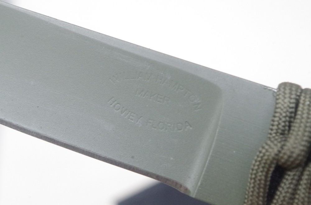 William Hampton Maker Combat Fixed Blade Knife Army Green- TSA Auction
