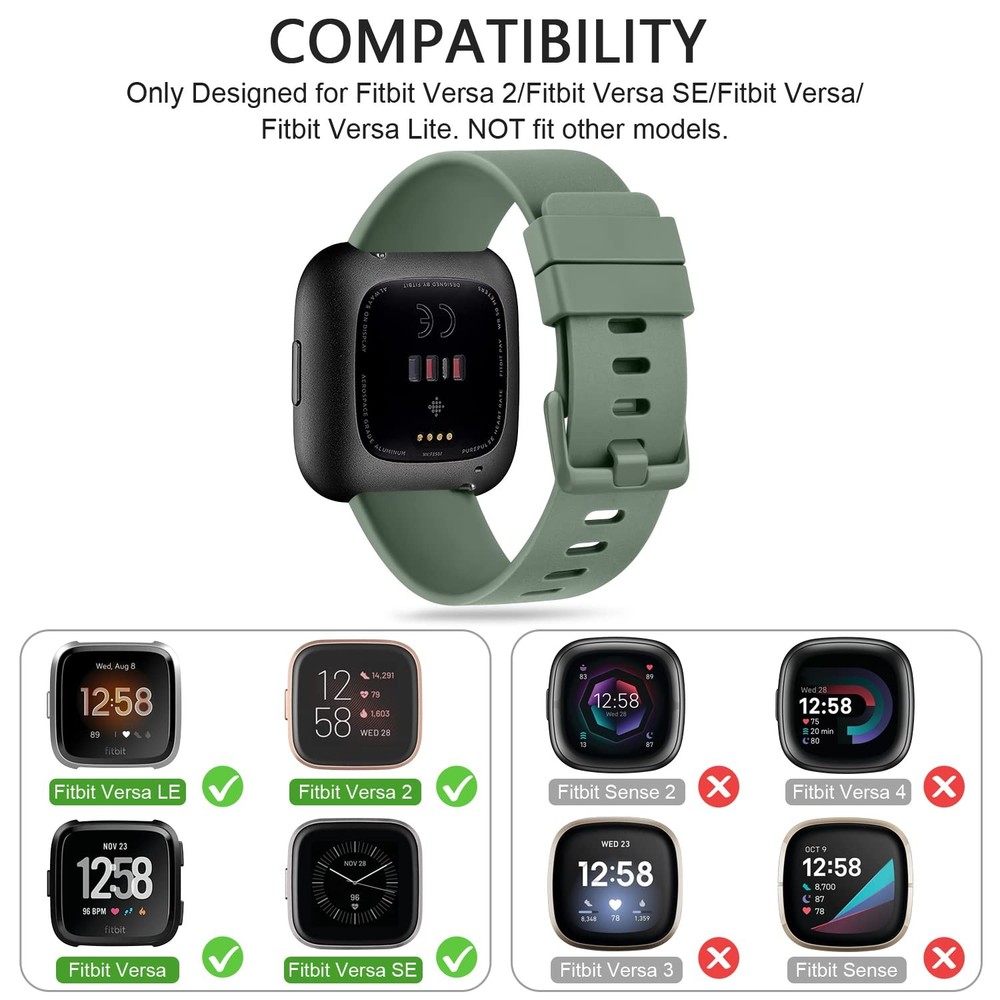 6 Pack Sport Bands Compatible with Fitbit Versa 2 / Fitbit Versa/Versa Lite/V...