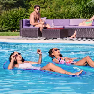 SwimWays Spring Float Inflatable Pool Lounger with Hyper-Flate Valve Blue