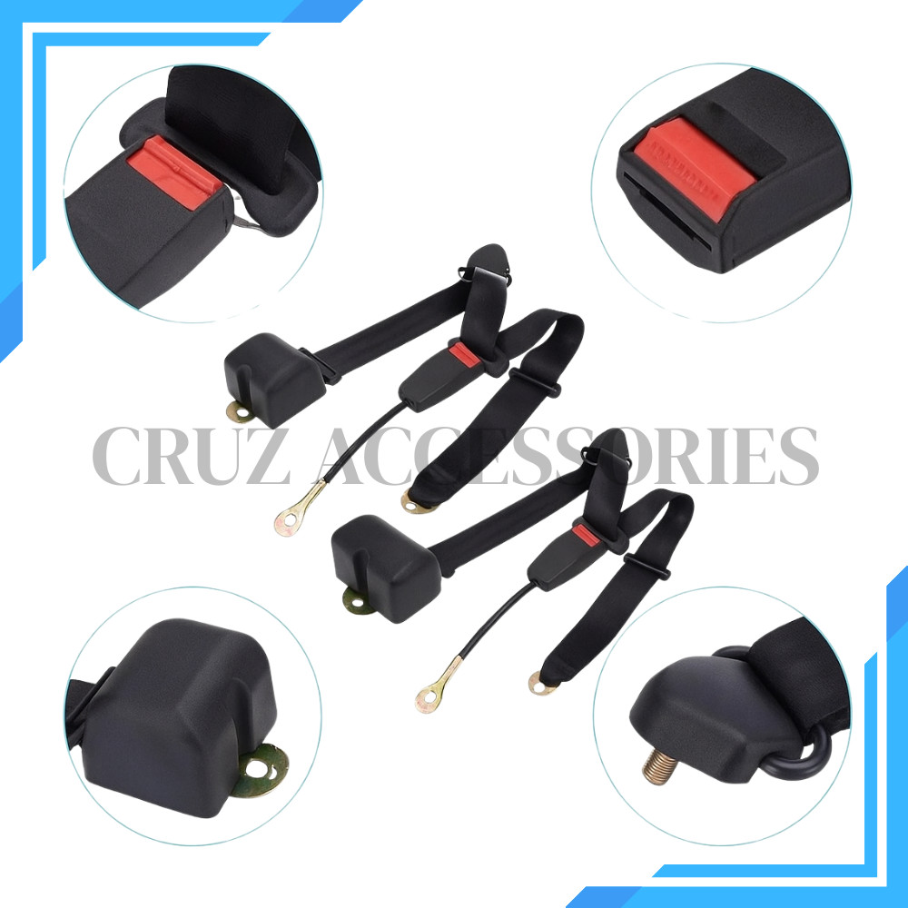 For all Ford Adjustable 3 Point Car Belts Black Pair Safety Replacement