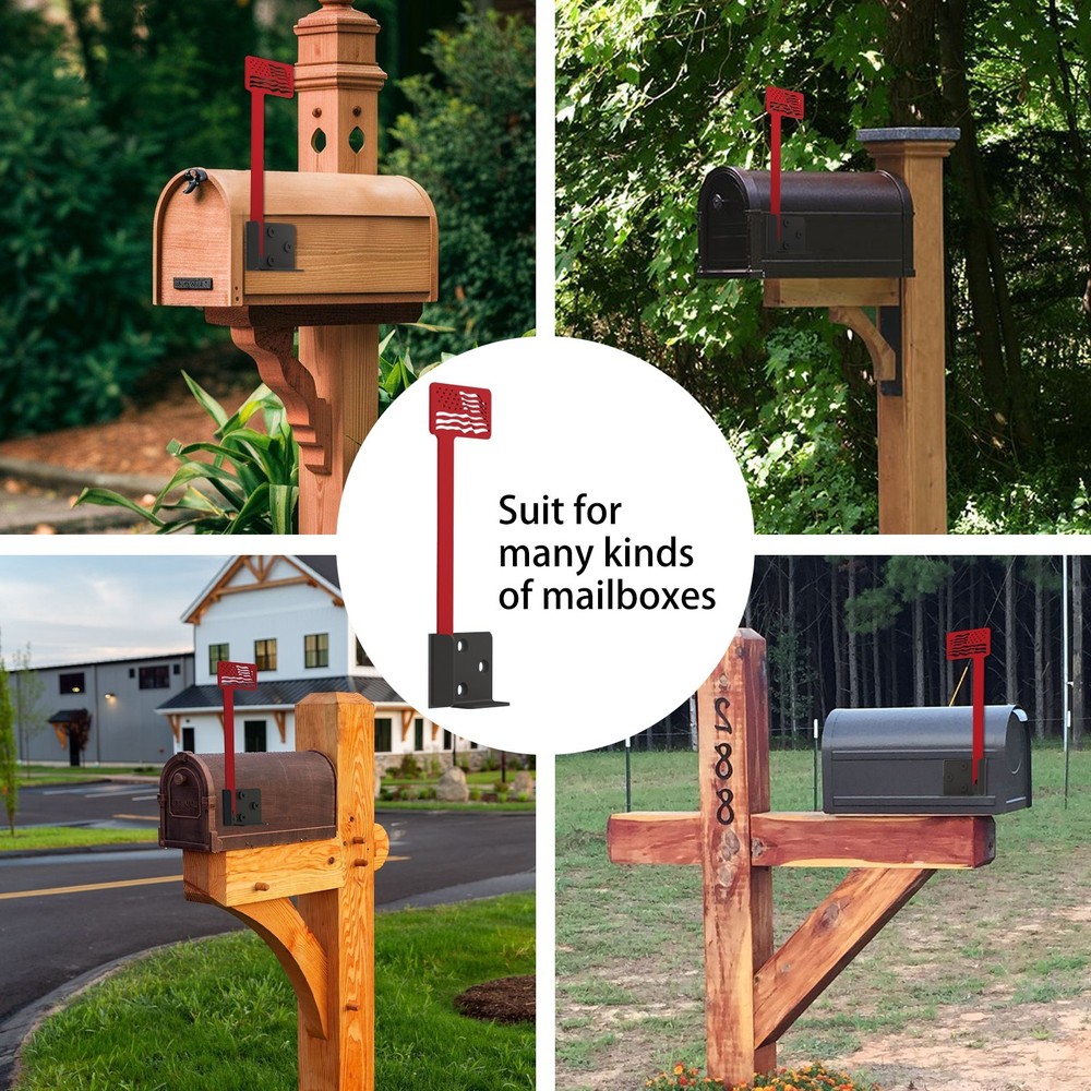 Mailbox Post Mount Bracket&Mailbox Flag, Heavy-Duty Plate for Post Mount Mailbox