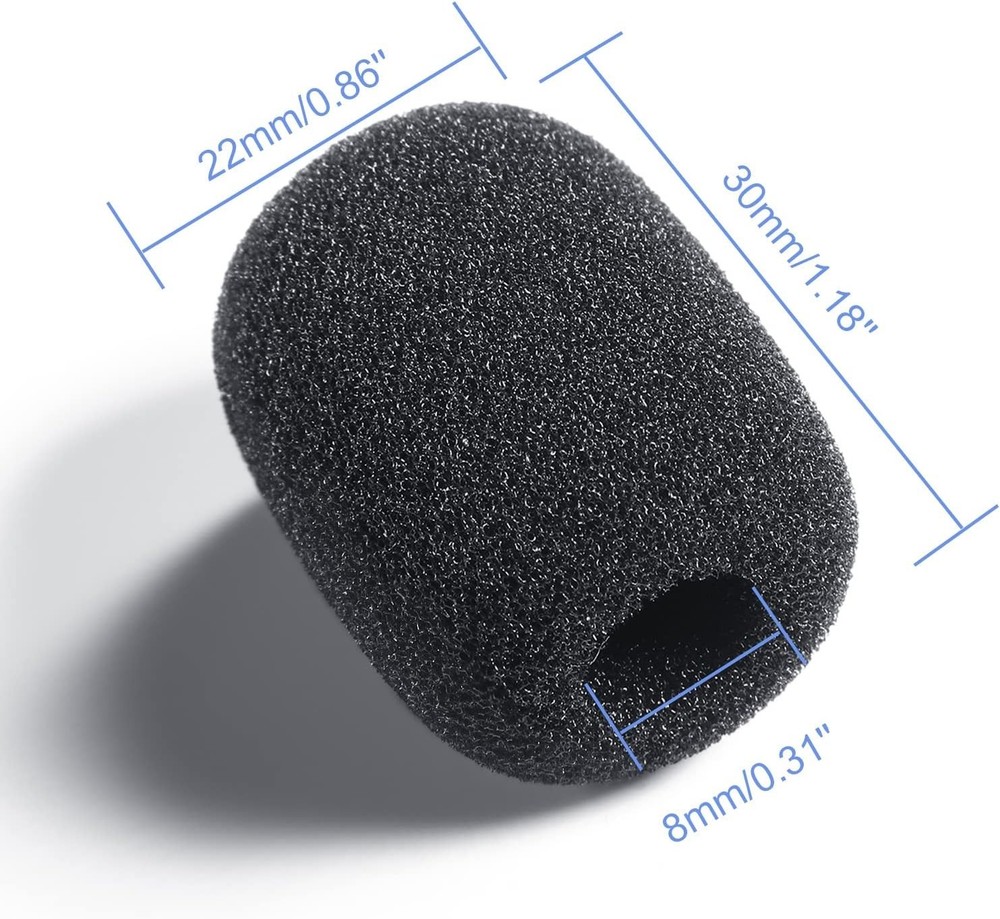50 Mini Foam Microphone Windscreen Covers for Lapel and Lavalier Mics (Black)
