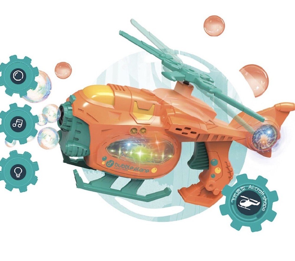 Bubble Blowing Toys Helicopter Shape Light Battery Powered