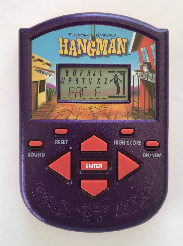 Hangman Hand-Held Electronic Classic Game 2002 Milton Bradley - Tested - Working