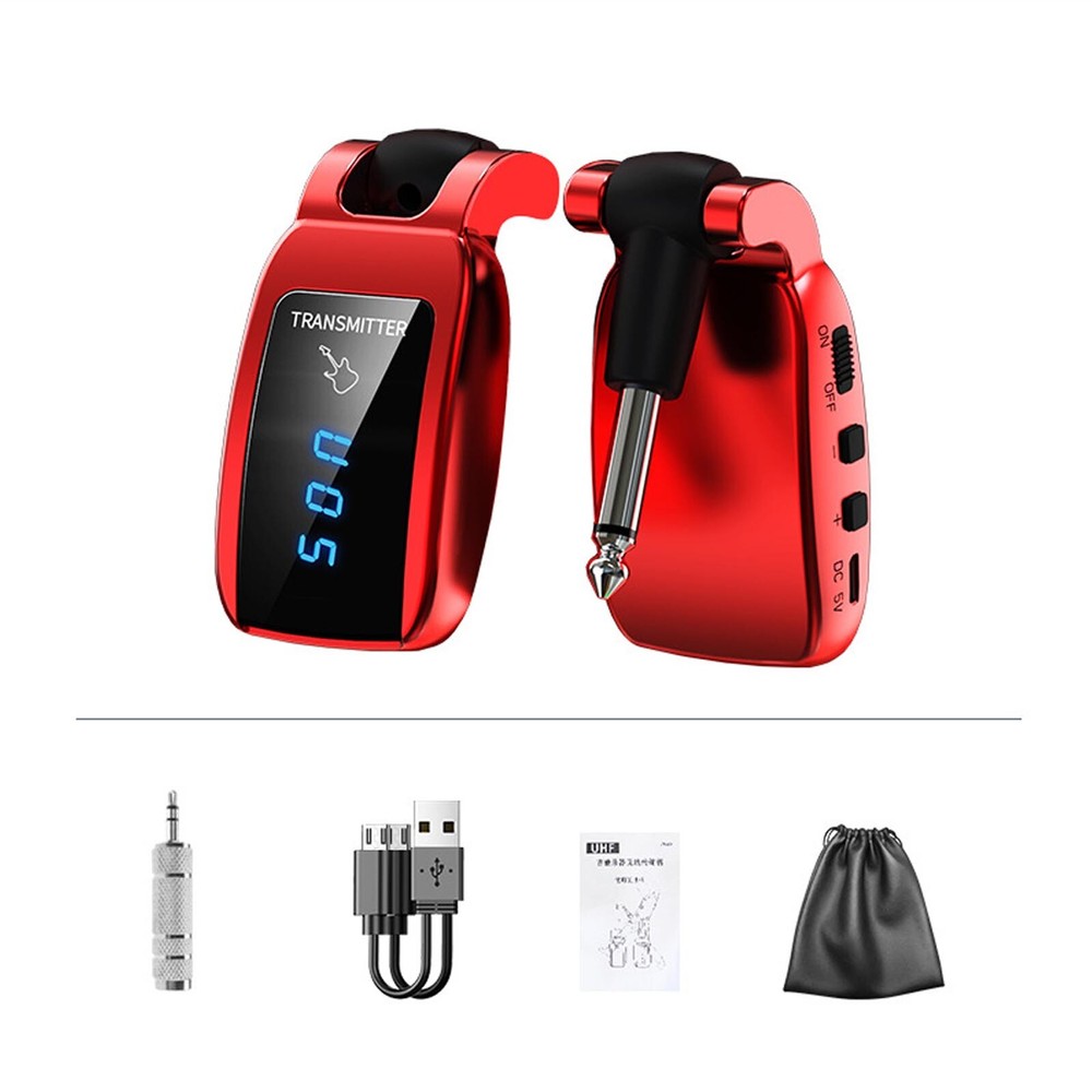 UHF Guitar Wireless System LED Display Rechargeable Transmitter and Receiver
