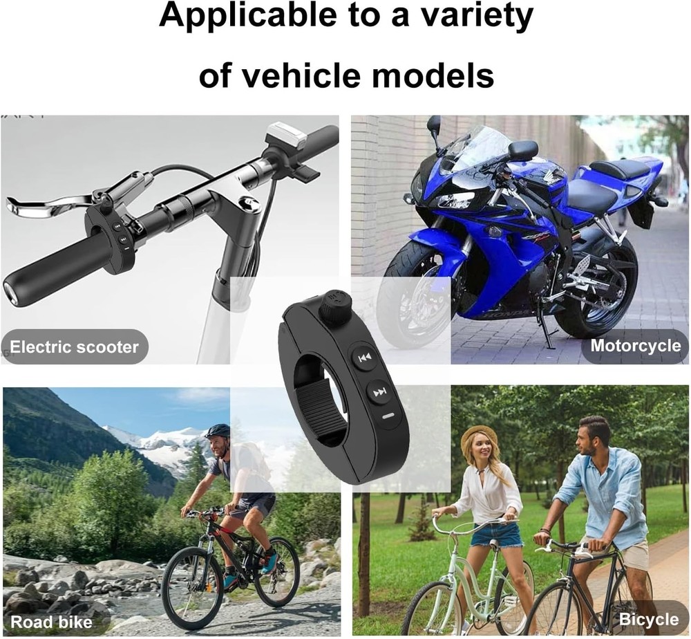 Black Wireless Bluetooth Media Button Remote Controller For Motorcycle Handlebar