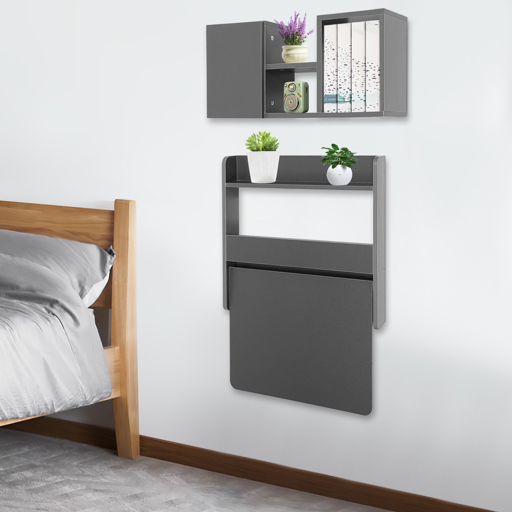 Wall Mounted Bookshelf Folding Space Saving Wall Mounted Table Laptop Desk