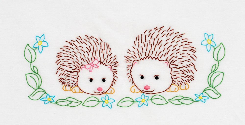 Jack Dempsey Needle Art Hedgehogs Childrens Pillowcase